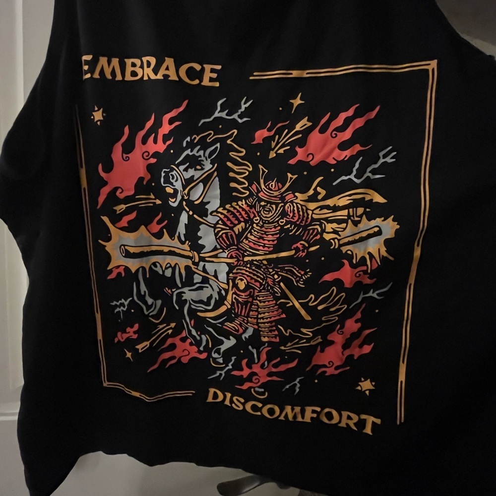 The Liftbox Embrace Discomfort Black Graphic Tank Top with Samurai Design,  2XL - Picture 3 of 7
